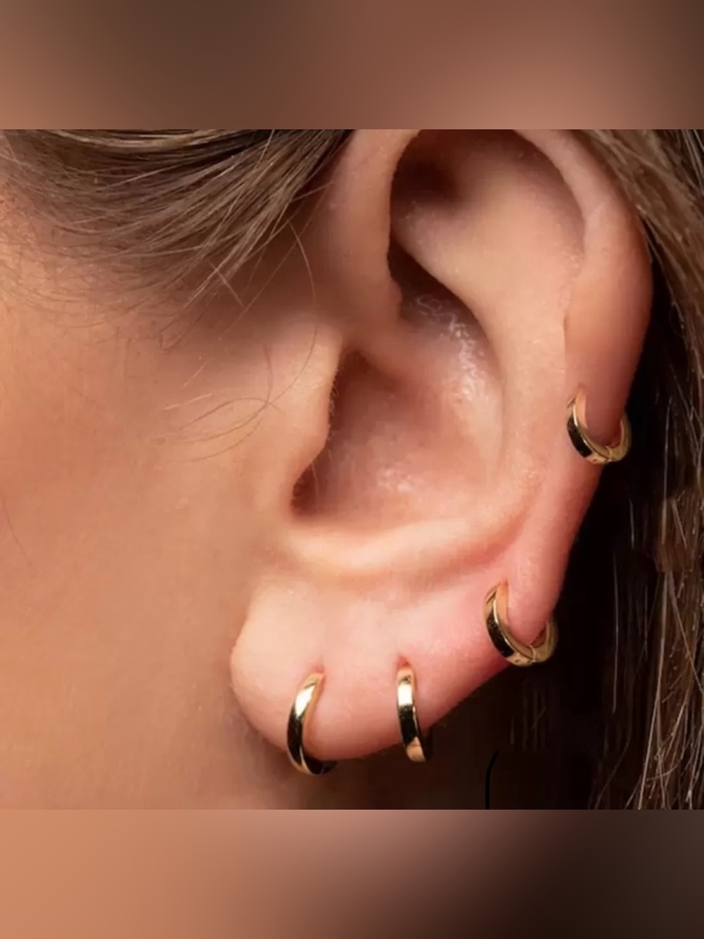 Gold Tone Mini Huggie Hoop Earrings Small Chunky Clicker Hoops Set